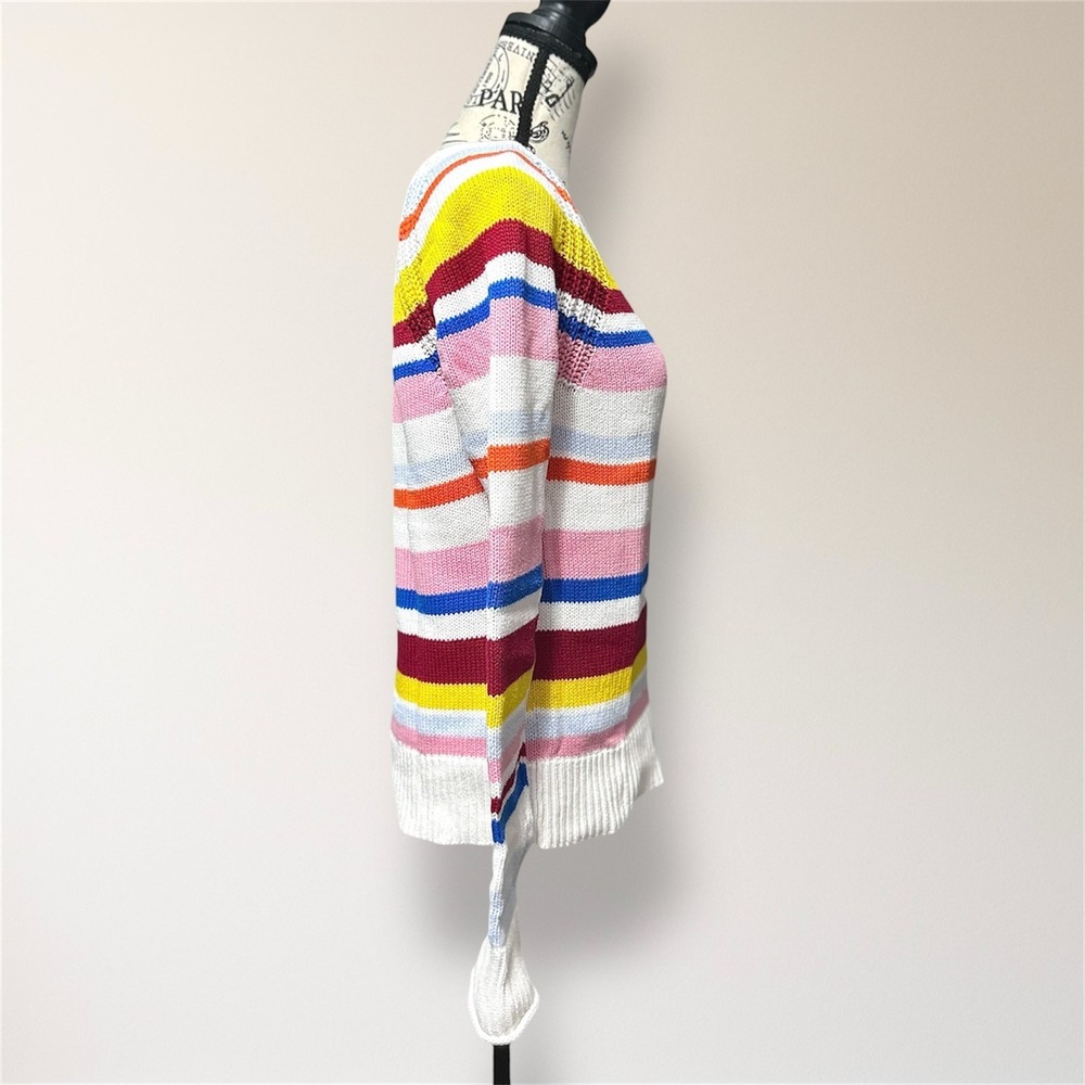 GAP Womens XS Multicolor Stripe Cotton Knit Crewneck Sweater Pullover Preppy - Picture 4 of 10